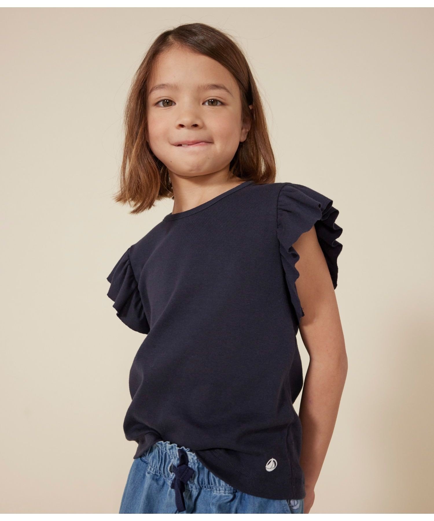 Хлопковая футболка с коротким рукавом PETIT BATEAU, Navy