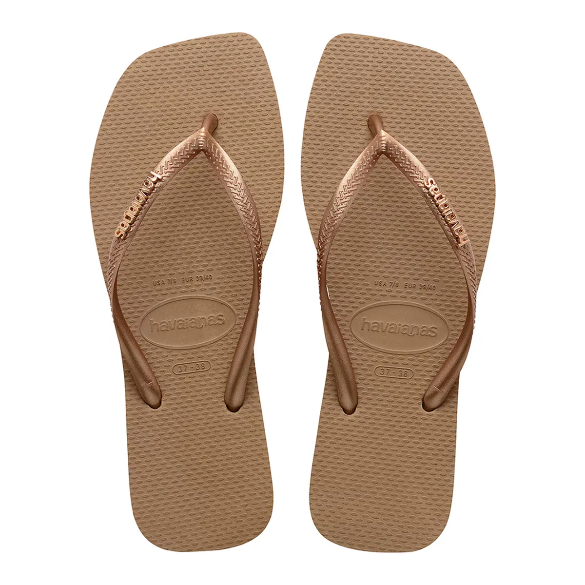 Унисекс Квадратный Логотип Металлик Havaianas Шлепанцы для ванны, светло-розовый