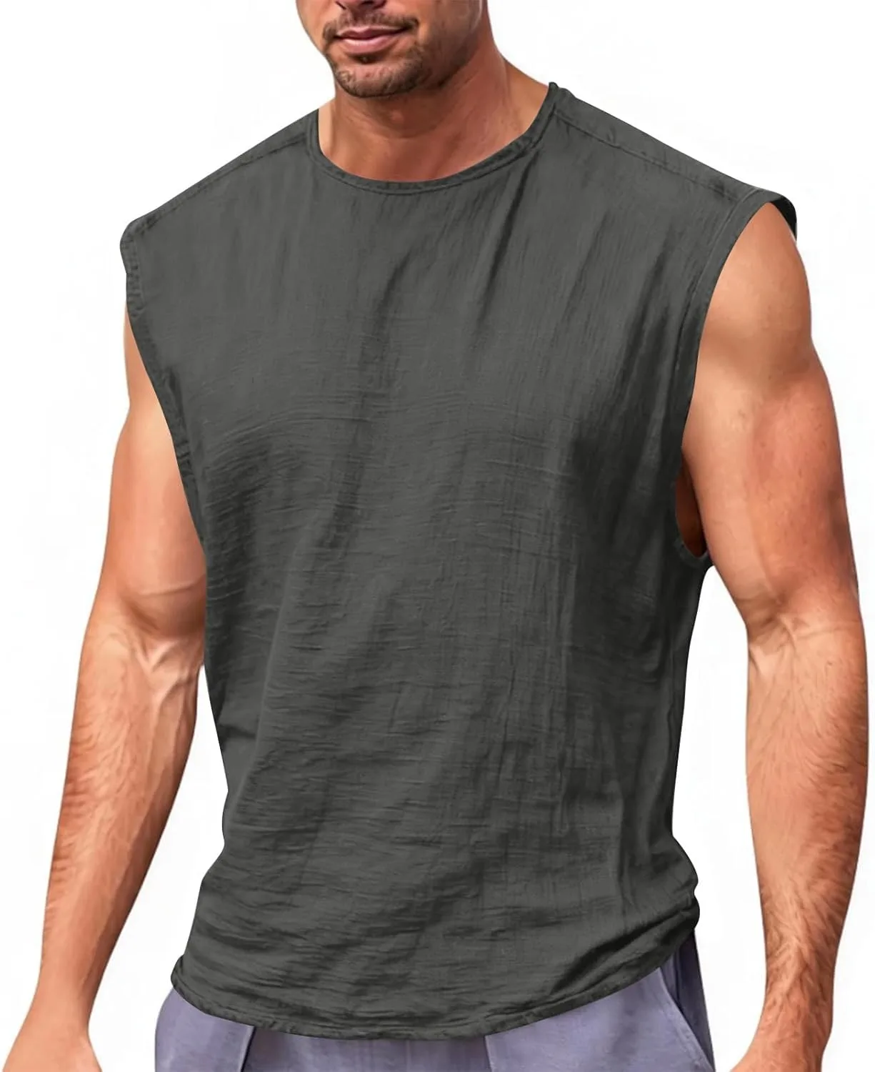 

Мужская майка Cotton Linen, безрукавка, свободная