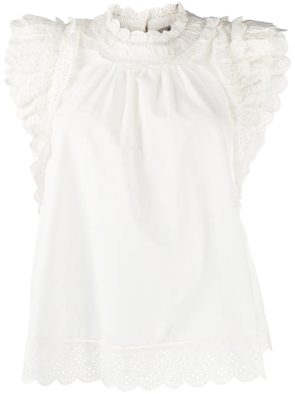 

Блузка с английской вышивкой и оборками Sea, белый