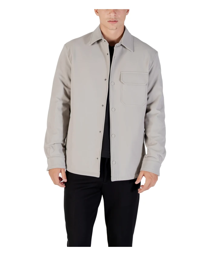 

Рубашка с длинными рукавами и металлическим значком с логотипом. Antony Morato, серый