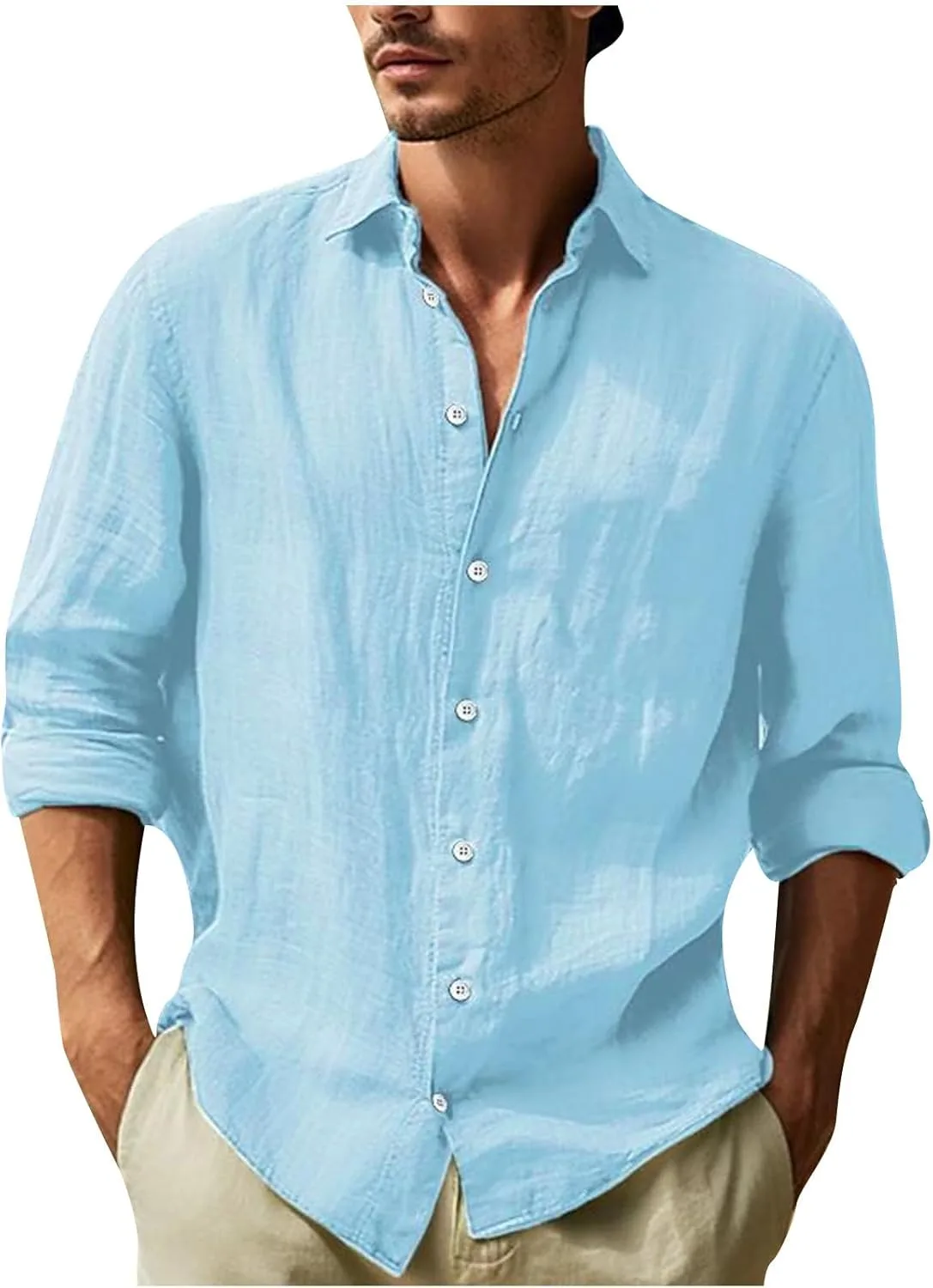 

Мужская рубашка с длинным рукавом и отложным воротником