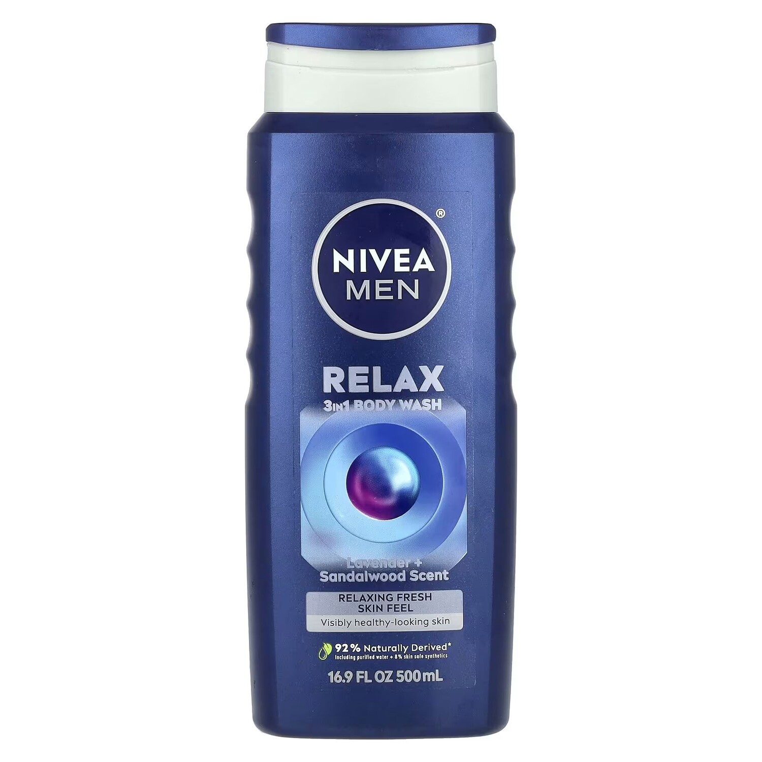 

Men, гель для душа Relax 3 в 1, лаванда + сандал, 16,9 жидких унций (500 мл) Nivea