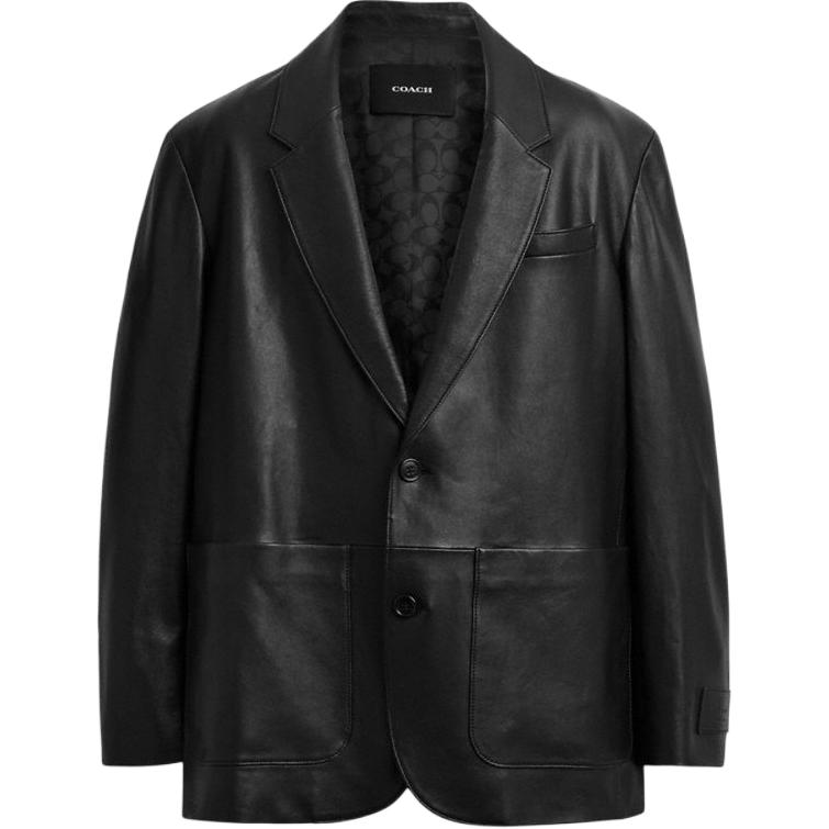 

COACH Кожаная куртка мужская черная, Black