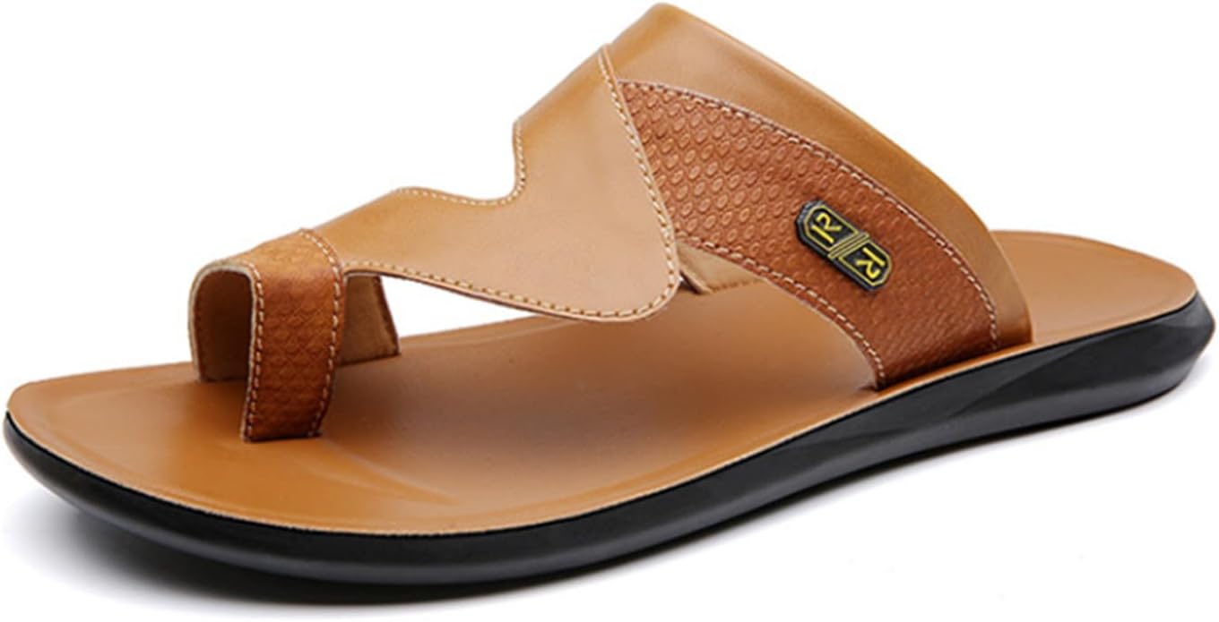 

Мужские сандалии для дома и улицы, пляжные шлепанцы, повседневные кожаные шлепанцы с ремешком, спортивные тапочки, быстросохнущие Abborora, светло-коричневый