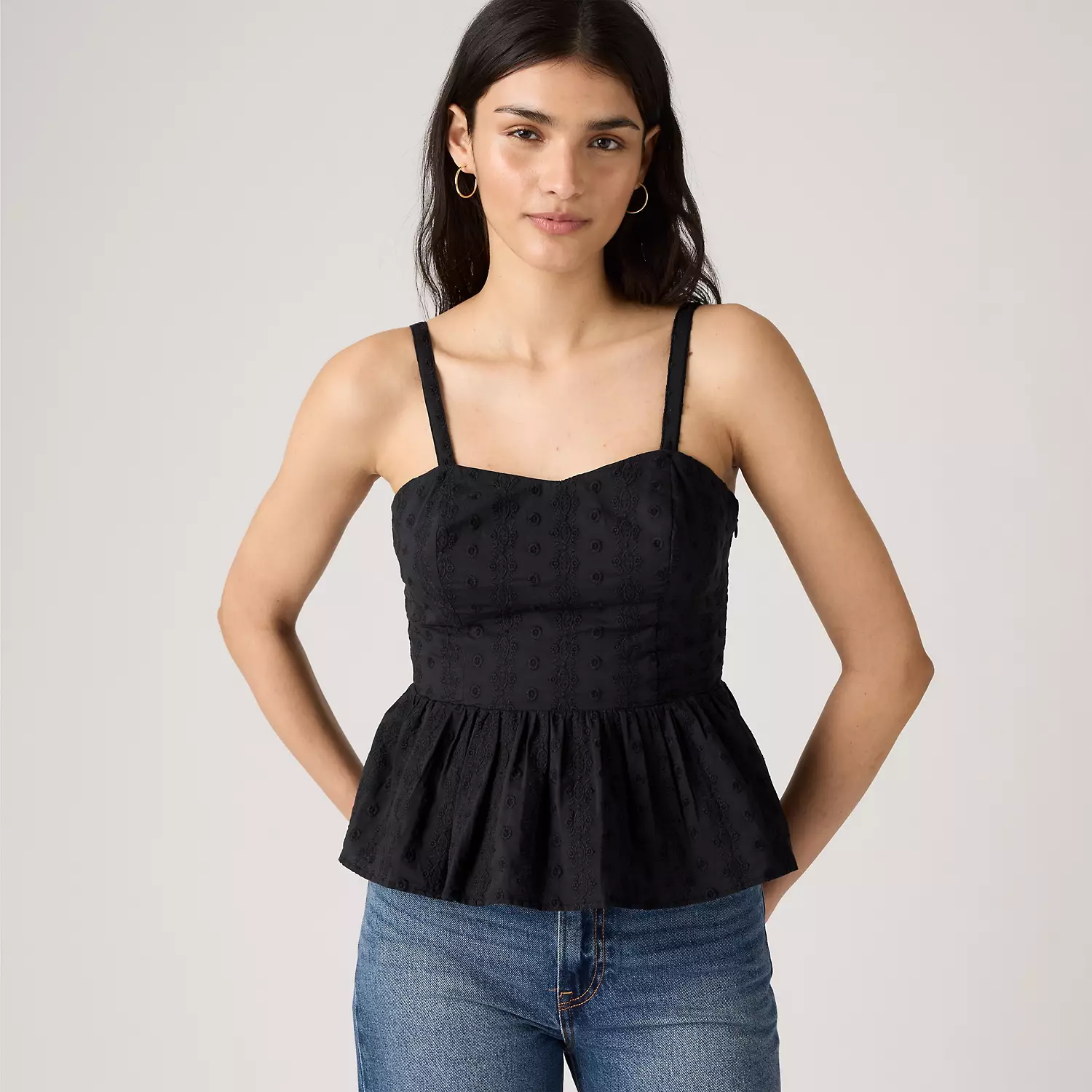 

Топ с баской Lula Eyelet Levi's, цвет Anthracite Night - Black