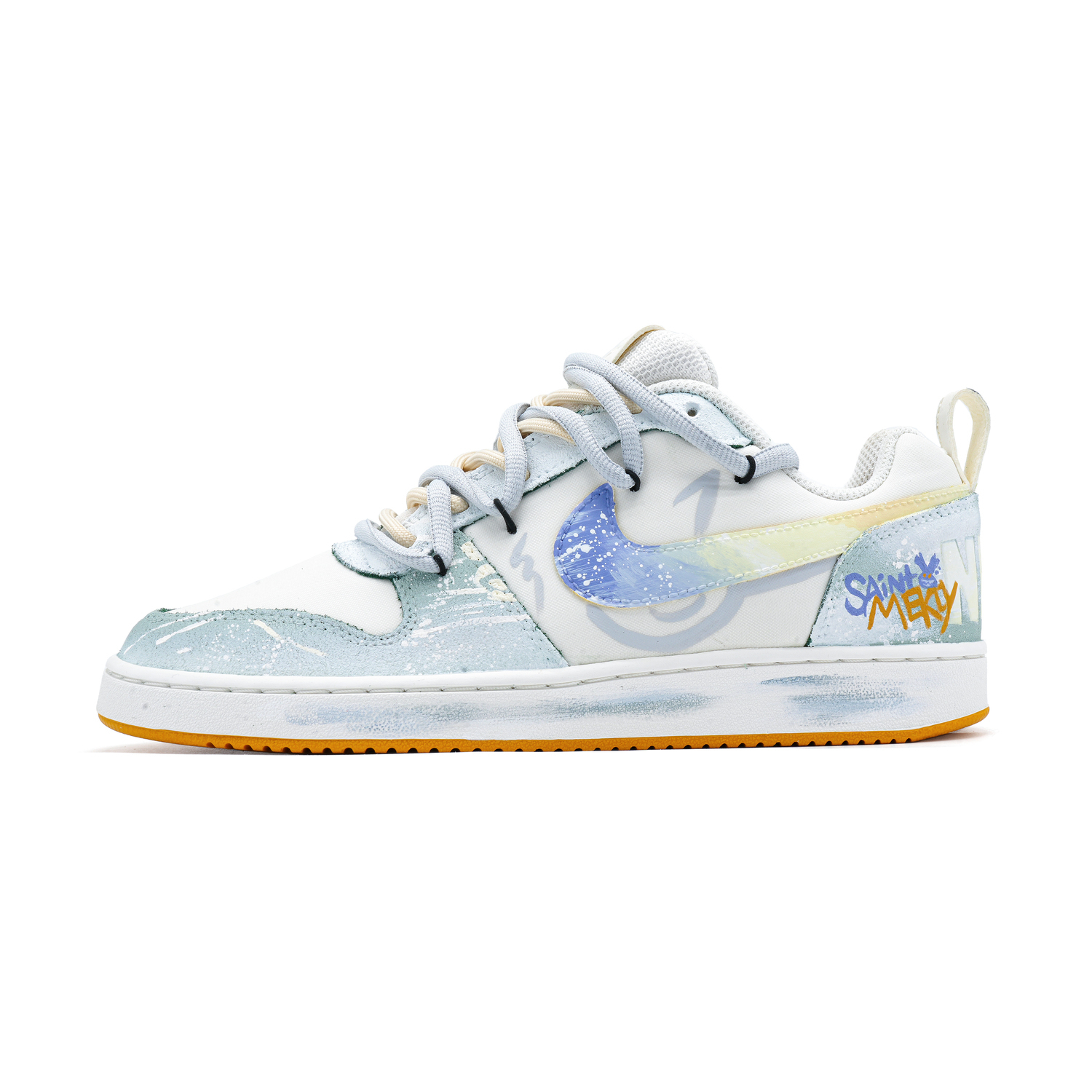 

Nike Кроссовки для скейтбординга Court Borough Rippling Blue Waves низкие мужские White Blue