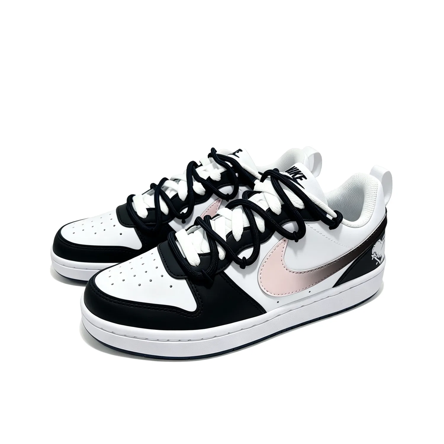 Кроссовки детские Nike Court Borough White Peach Bubble Black — фото 4