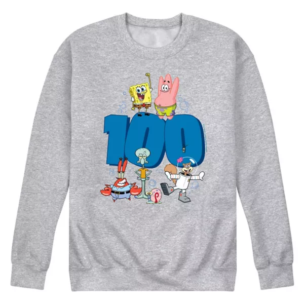 

Мужская флисовая толстовка SpongeBob SquarePants "100 дней" Nickelodeon, серый