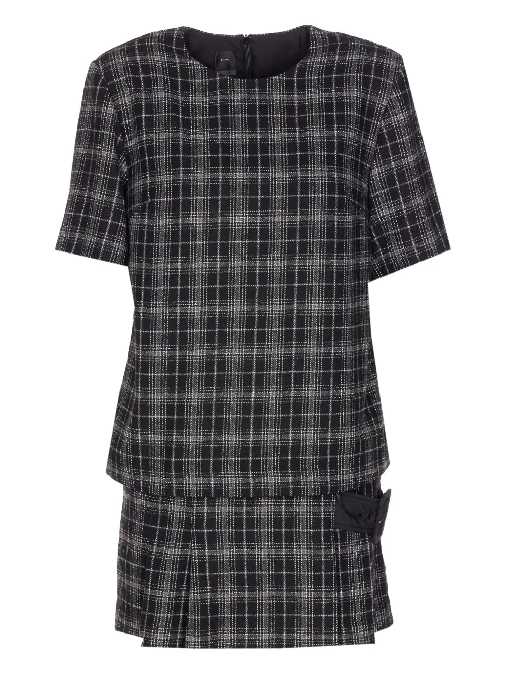 

Мини-платье в клетку с поясом PINKO, черный