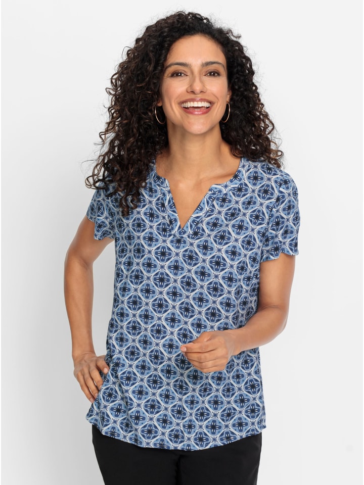 

Блузка с принтом в джинсово-синем и экрю цвете WITT WEIDEN