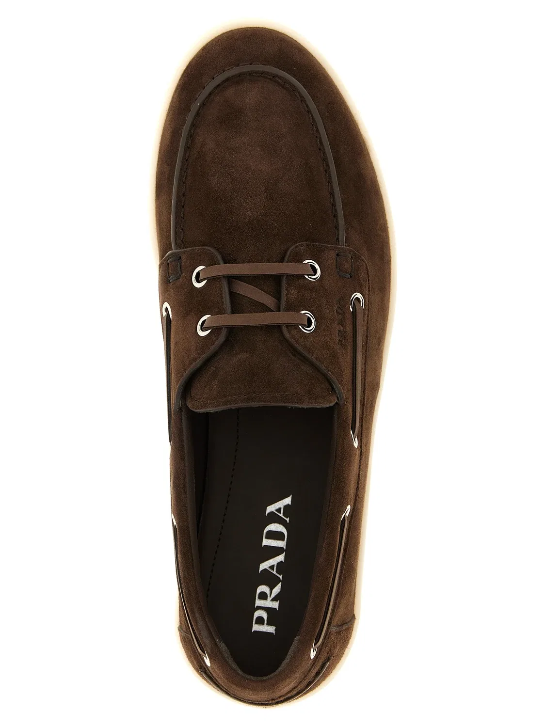 Лоферы-лодочки Prada, коричневый — фото 4