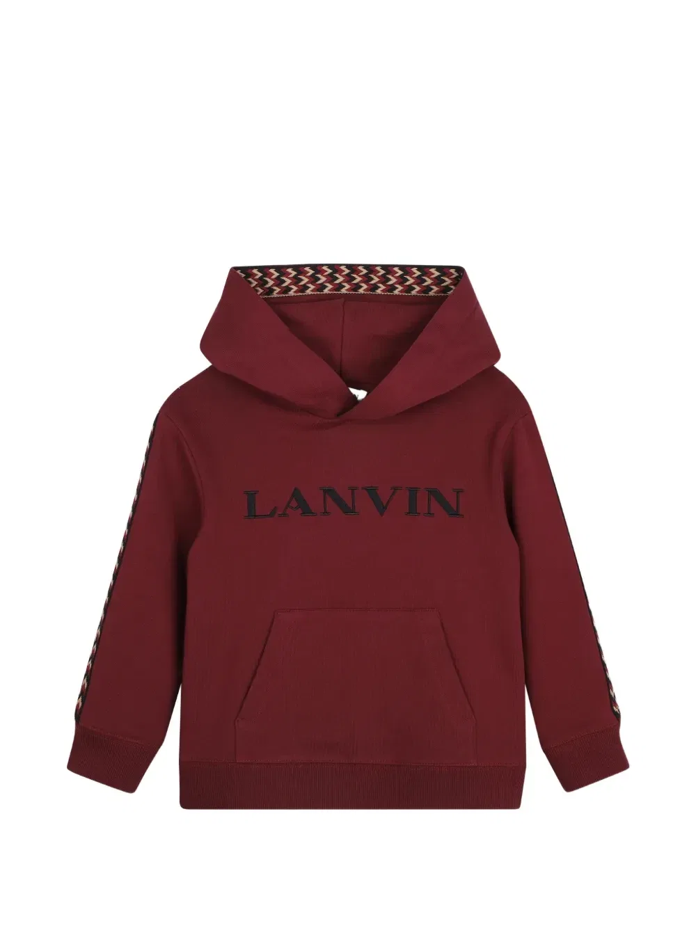 Худи с вышивкой логотипа и отделкой "елочкой" Lanvin Enfant, красный