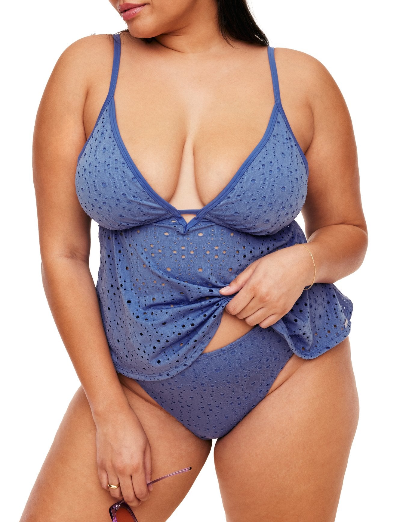 

Bailee женские купальники больших размеров Tankini Top Adore Me, цвет bleached denim