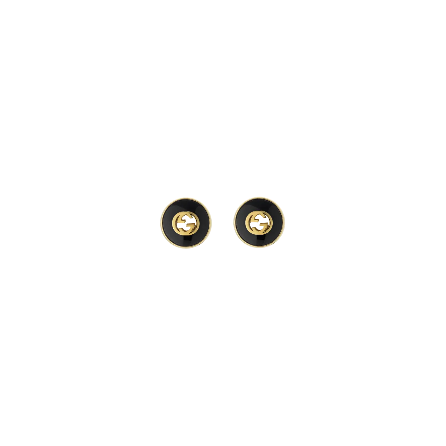 

Серьги пусеты Gucci Interlocking из желтого золота с ониксом