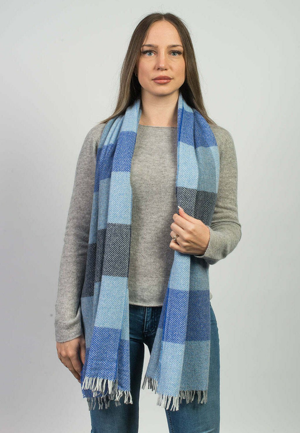 

Шарф CHECKED Dalle Piane Cashmere, синий