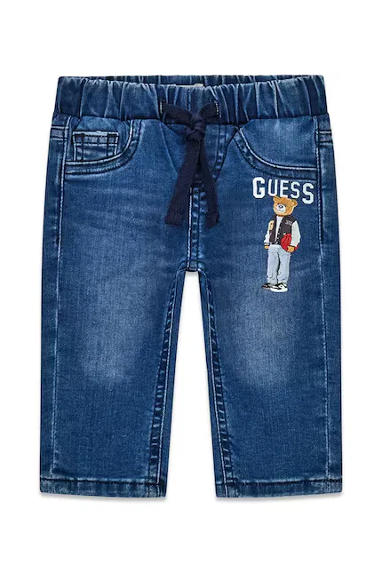 Джинсы прямого кроя потертые Guess, синий