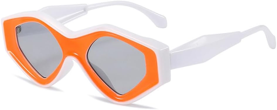 

Винтажные солнцезащитные очки Polygon для женщин, двухцветные солнцезащитные очки для мужчин, нестандартной формы, защита от ультрафиолета UV400 HDUBFY, C7whiteorange-gray