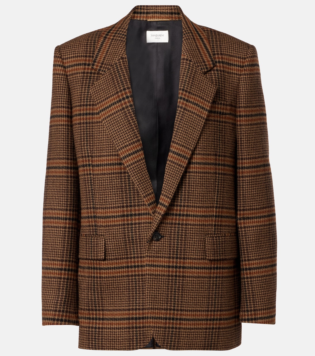 

Клетчатый шерстяной пиджак Saint Laurent, Marron Beige Roux