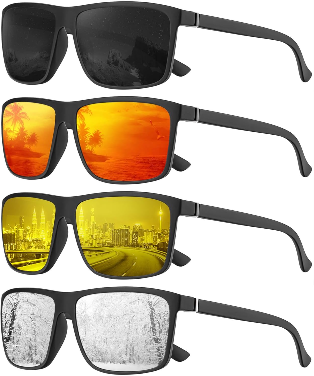 

Солнцезащитные очки KALIYADI Polarized Mens Sun-Glasses Sunglasses-Men: классические солнцезащитные очки с защитой от УФ-излучения для рыбалки, вождения, гольфа, Black/Red/Silver/Night Vision