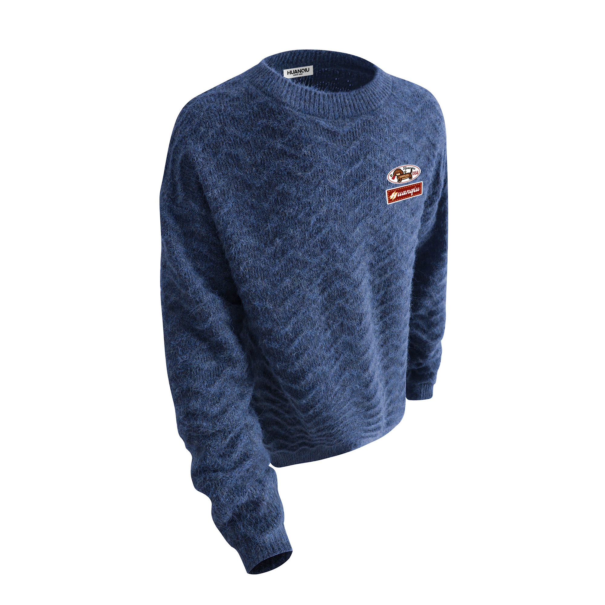 

Трикотажный свитер Unisex с круглым вырезом Moderate Others HUANQIU, синий