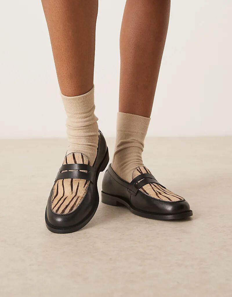 Лоферы Walk London Rhea Saddle с принтом зебры