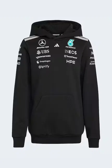 Худи детское с капюшоном Mercedes Adidas Performance, черный
