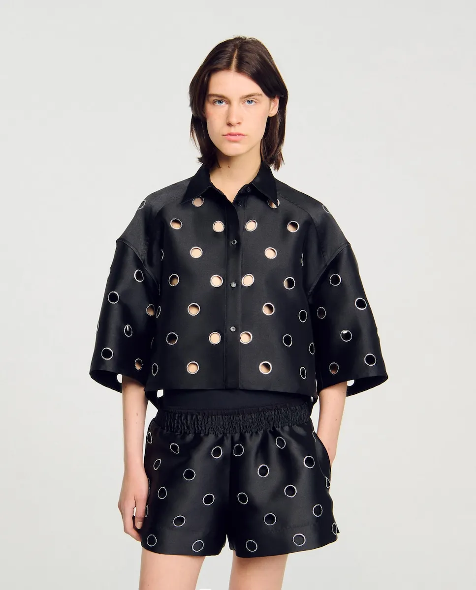 

Женская блузка со стразами Sandro, черный