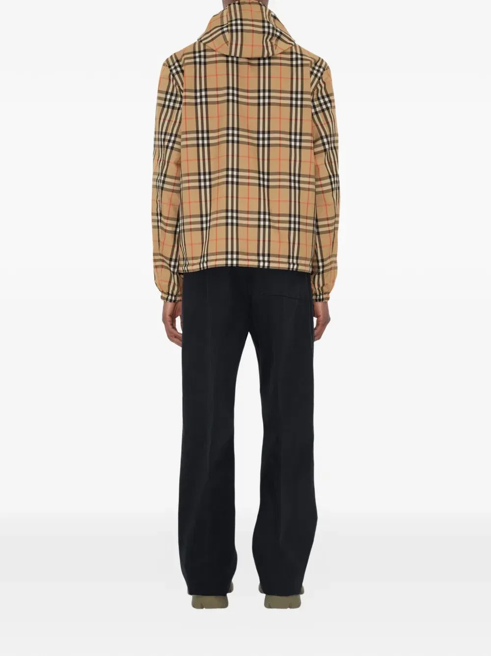 Куртка двусторонняя с капюшоном BURBERRY в клетку, бежевый — фото 4