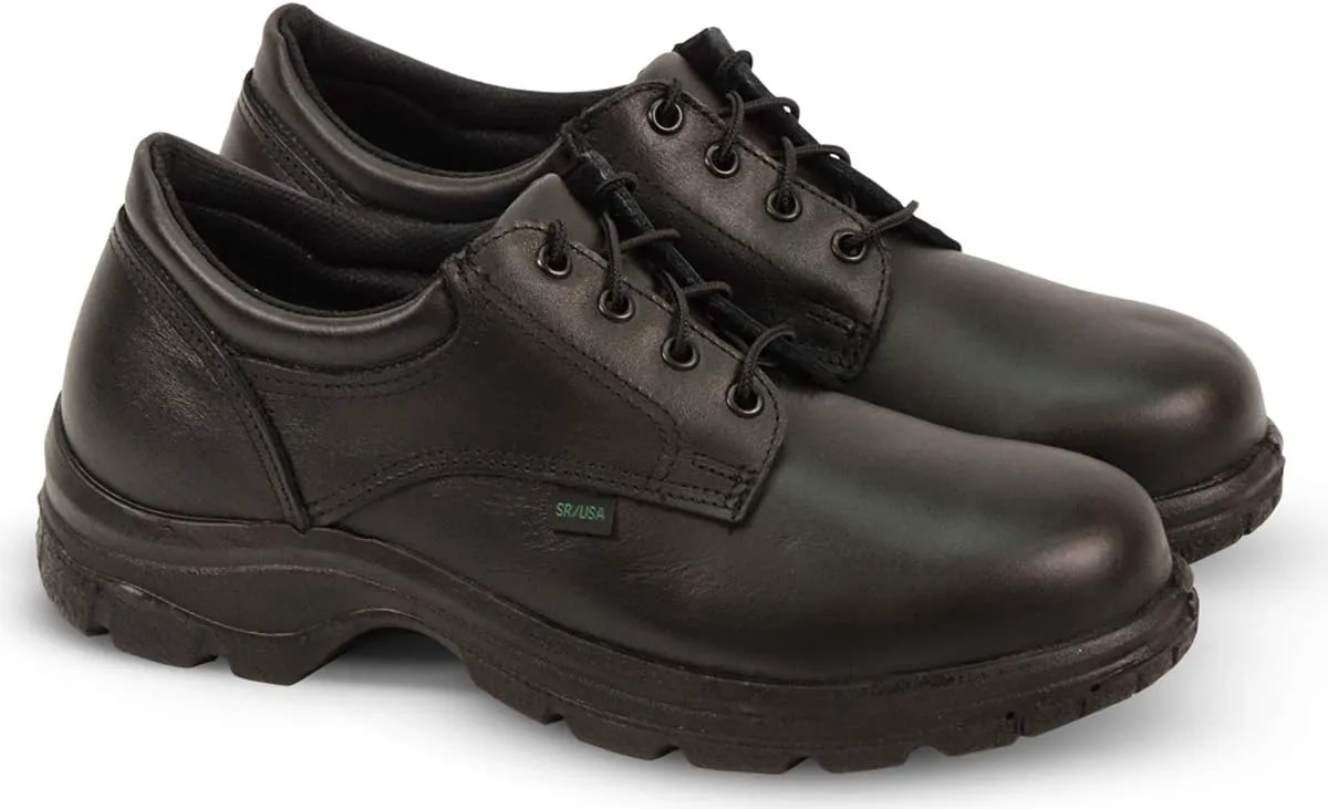 Мужские рабочие туфли Thorogood Soft Streets Plain Toe Oxford - премиальная черная кожа с удобной стелькой и противоскользящей подошвой; соответствует требованиям Berry и сертифицированы для почтовой доставки, черный — фото 3