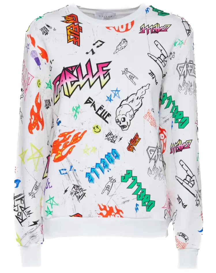 

Шикарный хлопковый свитер с круглым вырезом и разноцветным принтом GAeLLE