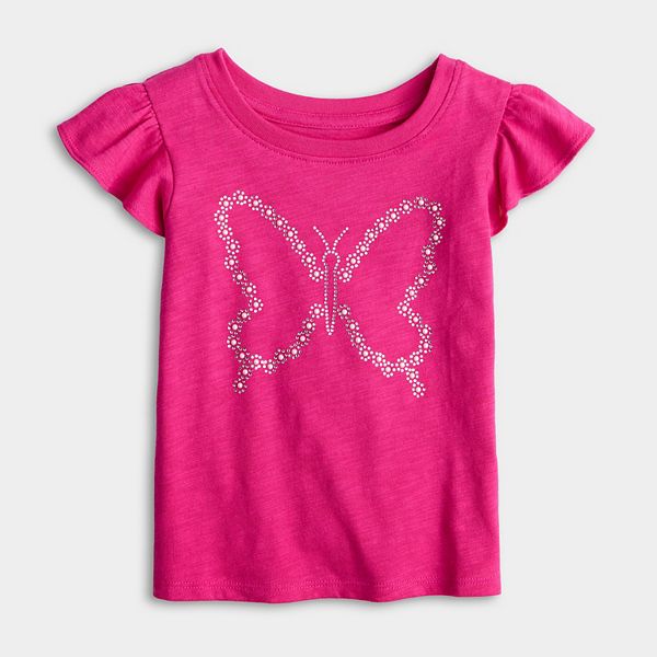 

Детская футболка с декором Flutter, размеры 4-12 Jumping Beans, Shine Butterfly Pink