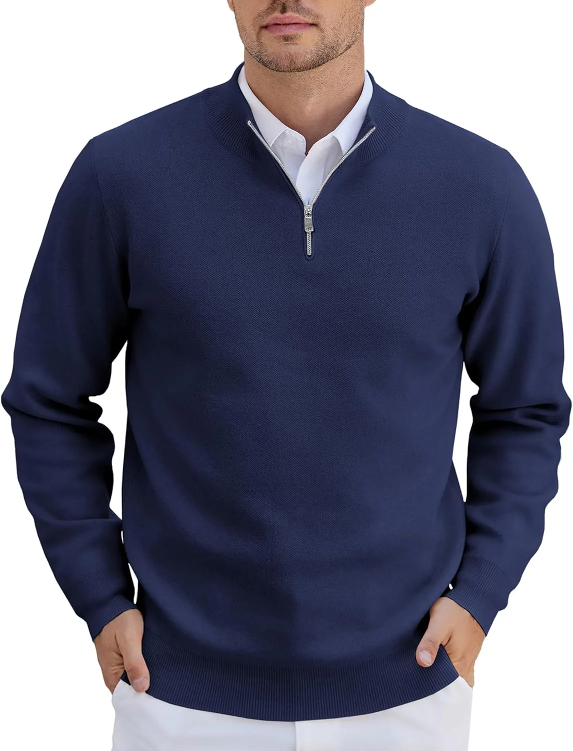 

COOFANDY мужской пуловер с четвертью молнии Slim Fit легкий вязаный