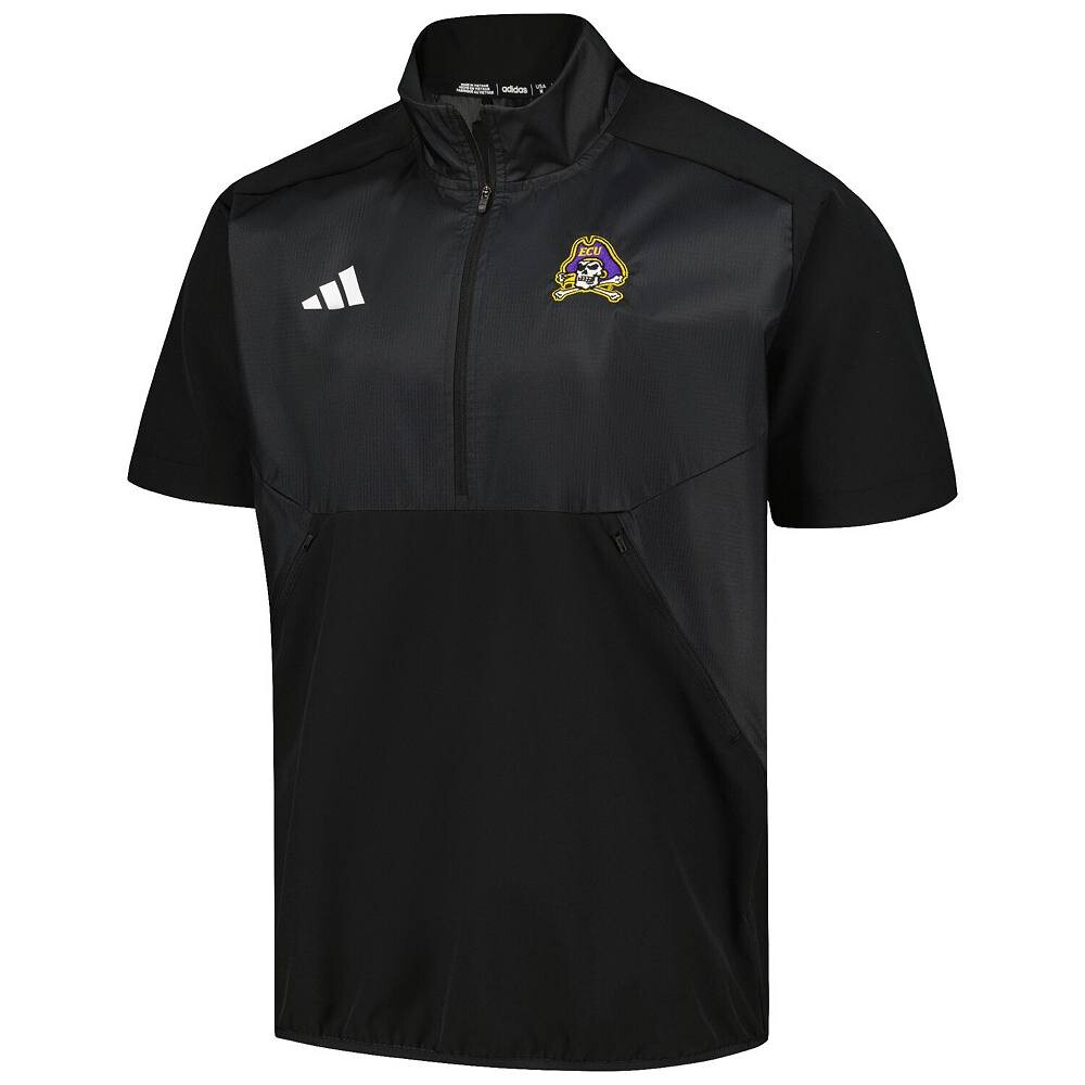 Мужская куртка adidas Black ECU Pirates Sideline AEROREADY Raglan с коротким рукавом и молнией четверти Adidas, цвет Ecu Black — фото 3
