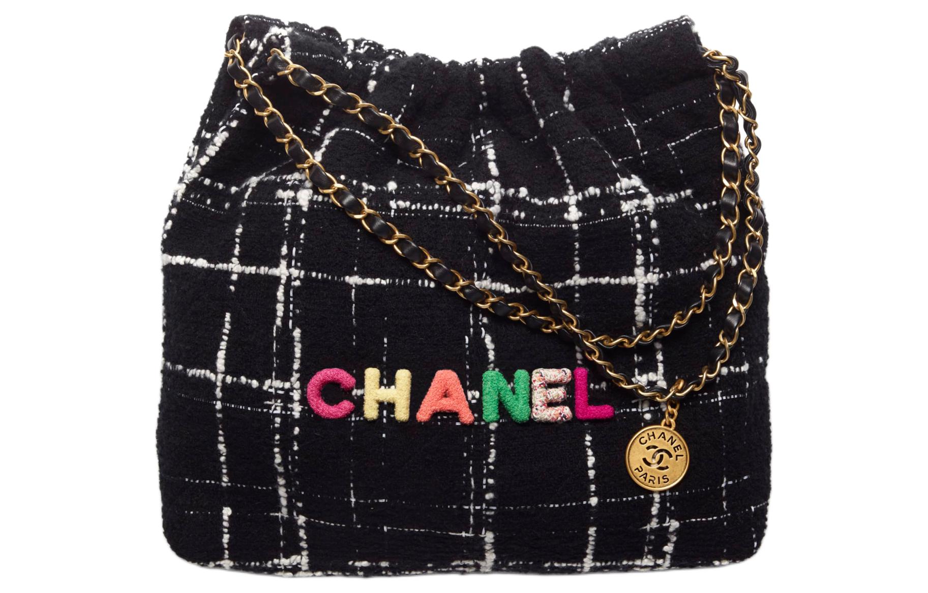 CHANEL Шерстяная твидовая мягкая шерстяная сумка, наплечная сумка Medium Women's Black & White — фото 2