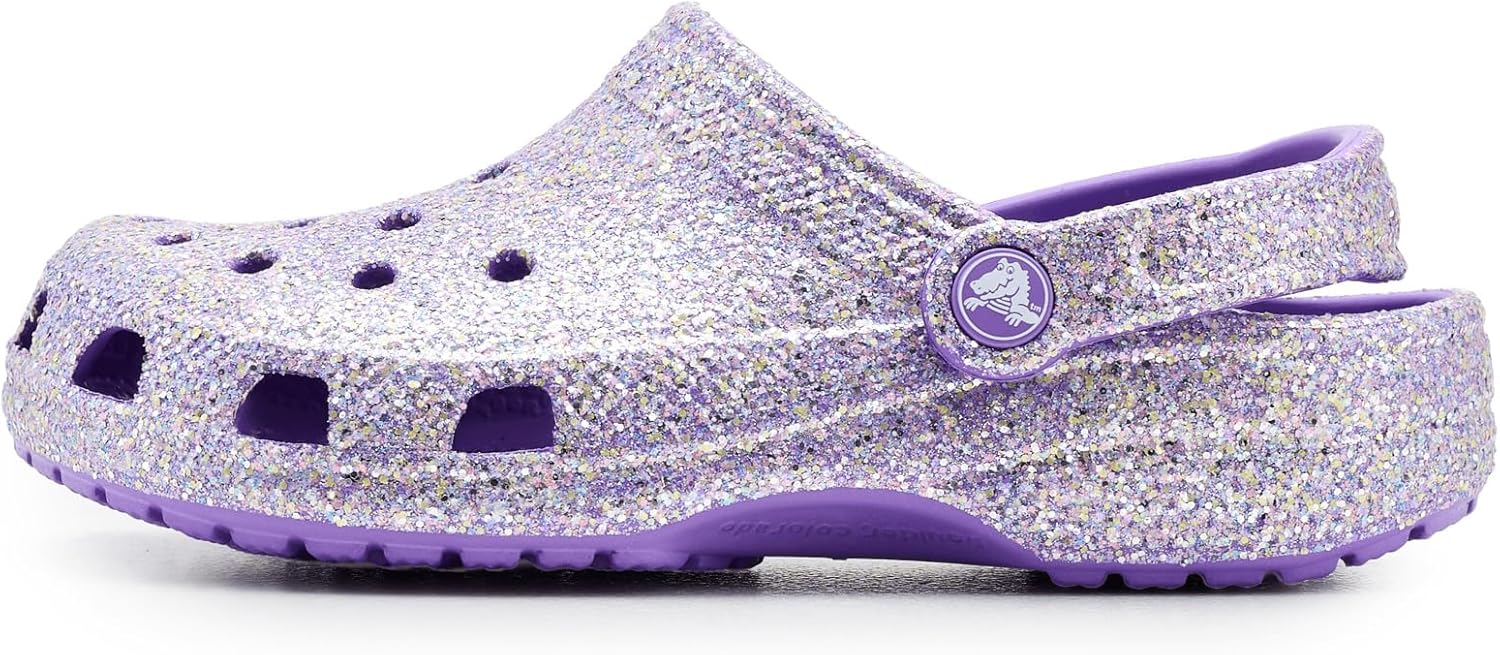 Детские кроксы Crocs Classic с блестками, фиолетовый — фото 4