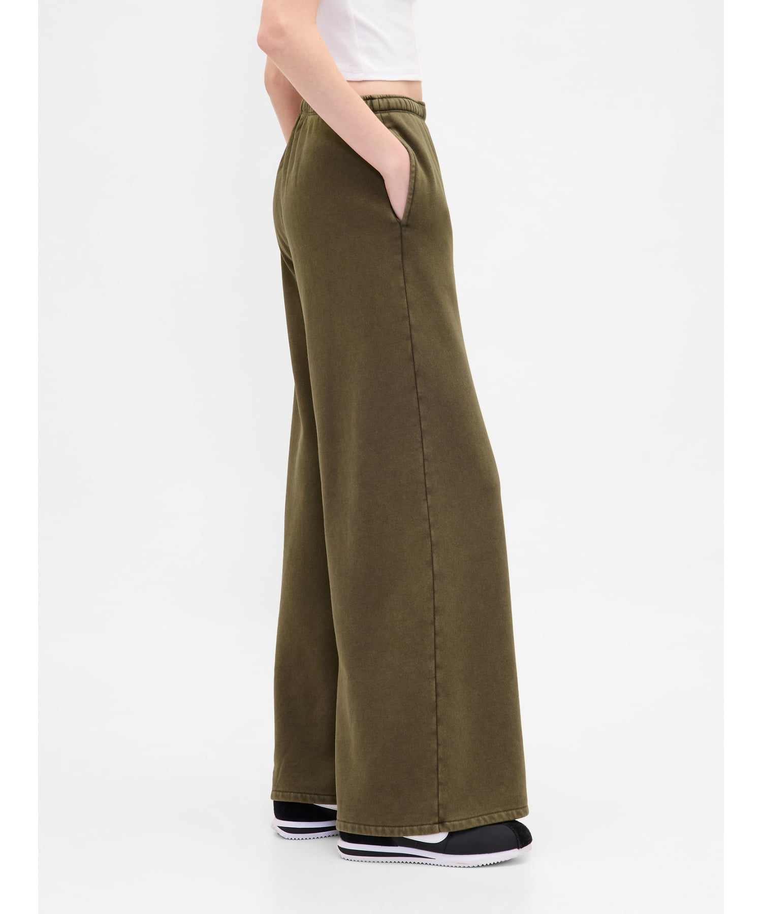 (W) Винтажные мягкие широкие спортивные штаны свободного кроя GAP, BLACK_MOSS_WASH — фото 3