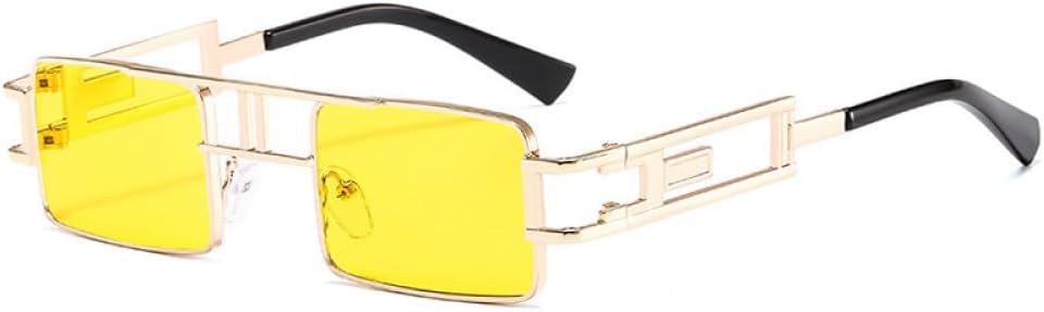 

Модные прямоугольные солнцезащитные очки для женщин и мужчин, маленькие, черные, в стиле стимпанк, солнцезащитные очки для женщин, защита от ультрафиолета UV400 WNCKSQ, C4 Gold Yellow