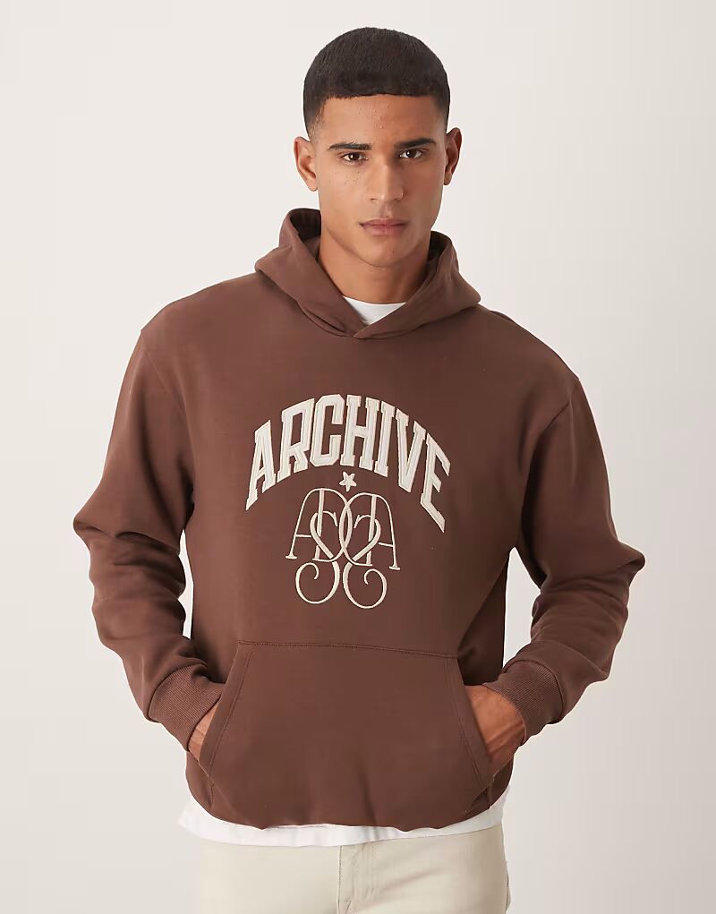 

Худи с уличной вышивкой коричневого цвета Asos Design, Коричневый, Худи с уличной вышивкой коричневого цвета Asos Design