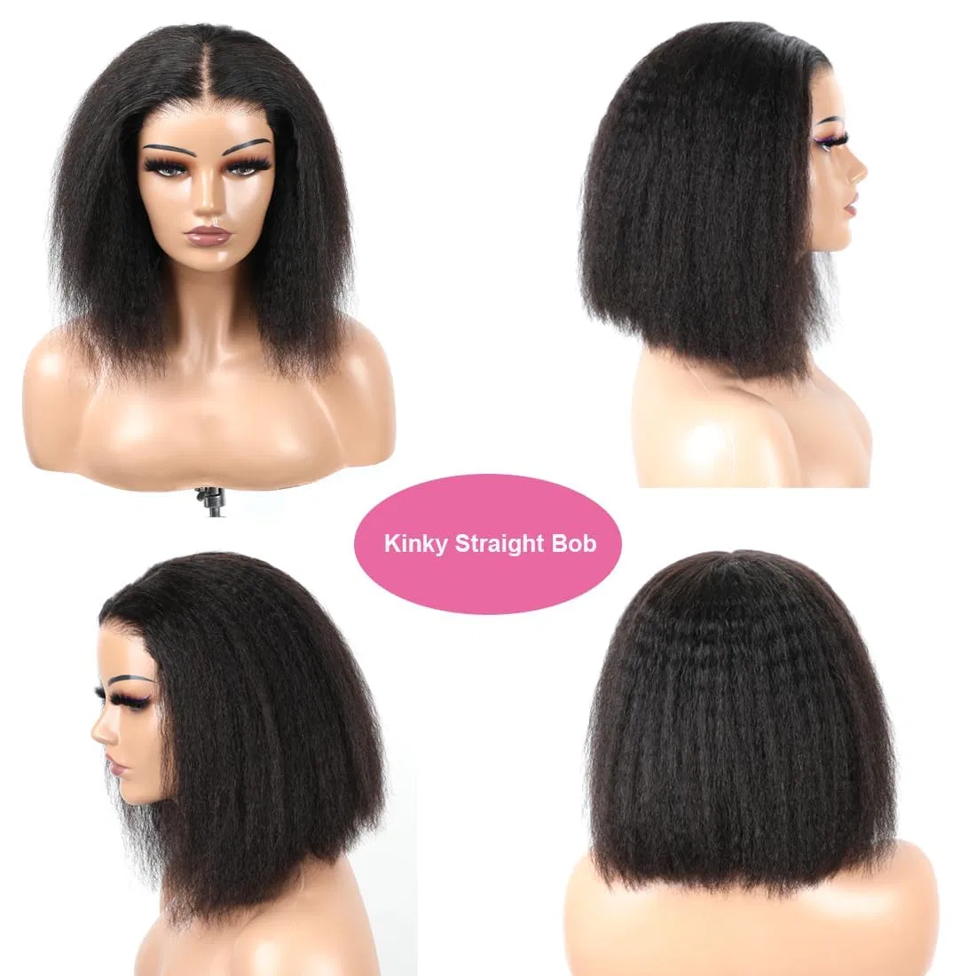 Женский парик из натуральных волос Yaki Straight, 4x4 Lace Glueless, 180% плотности, 10 дюймов Zekan — фото 2