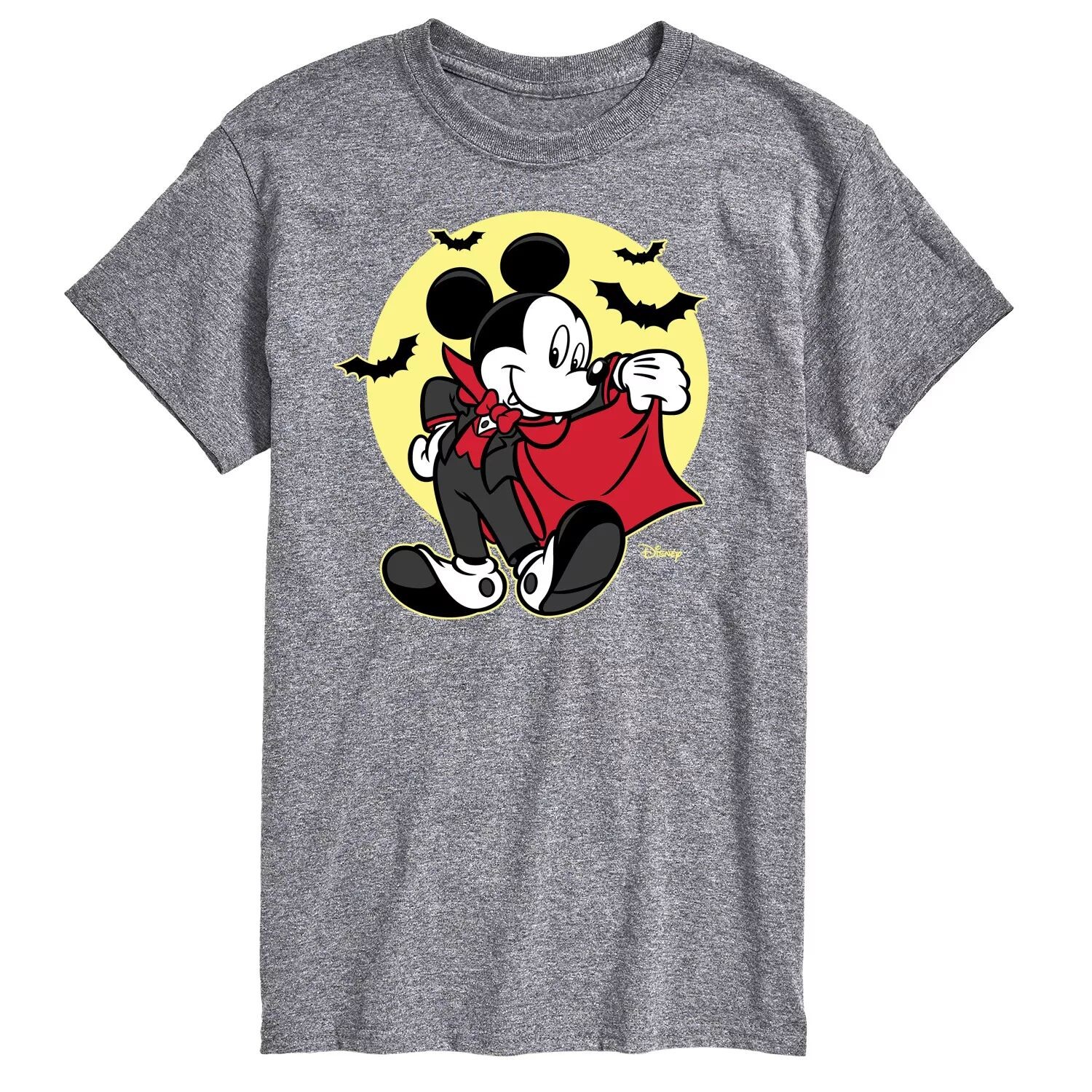 

Футболка Disney's Mickey Mouse & Friends Big & Tall Mickey Vampire с изображением вампира Licensed Character, серый