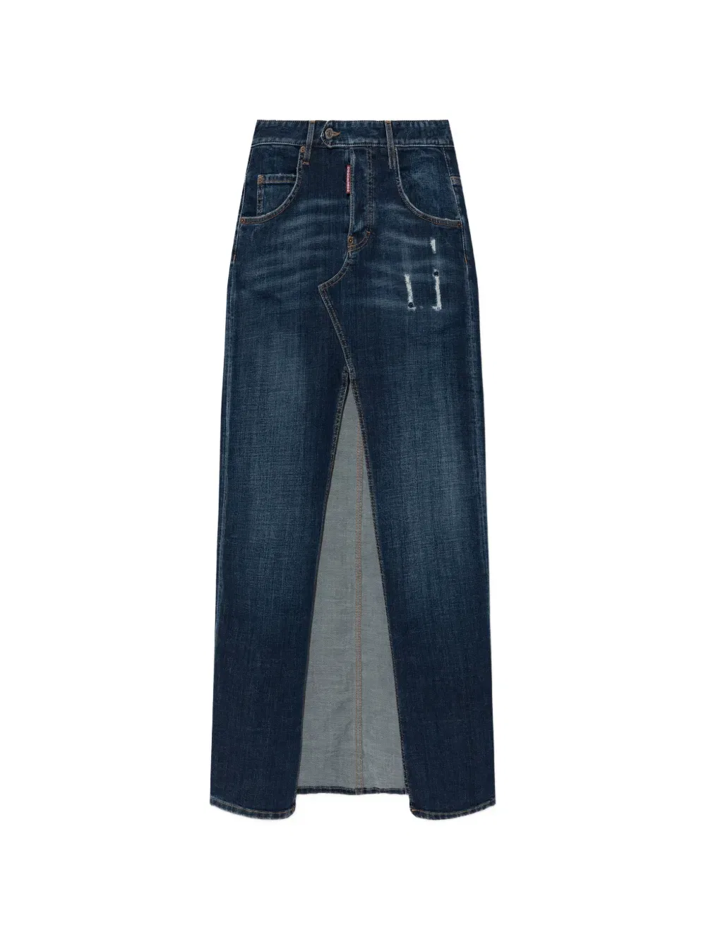 Длинная юбка с разрезом и потертостями Dsquared2, синий