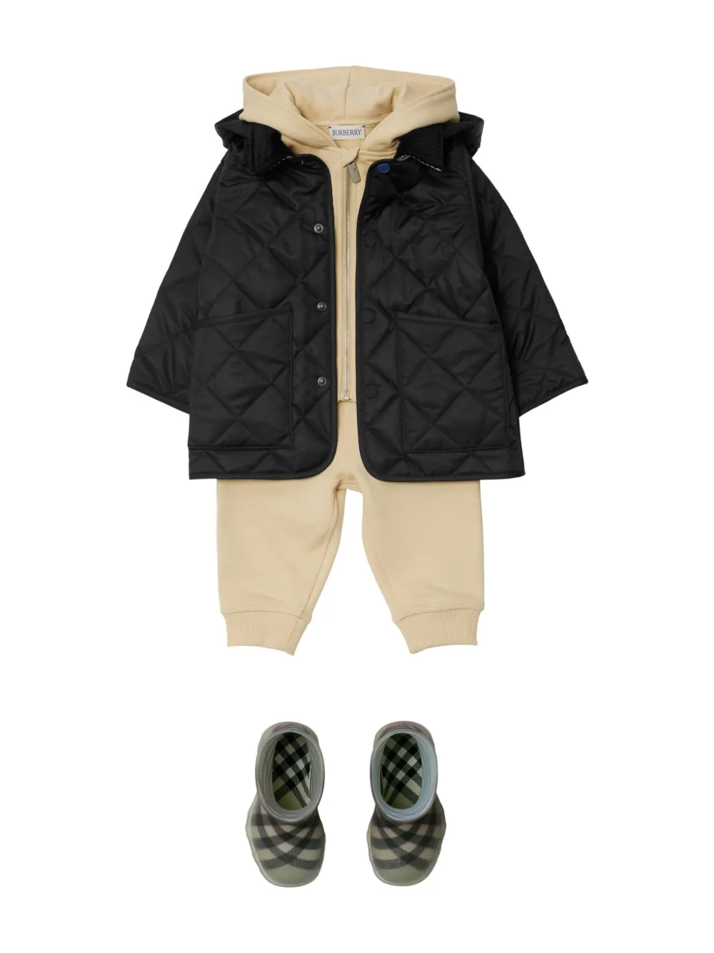 Стеганая куртка с вельветовым воротником BURBERRY KIDS, черный — фото 3