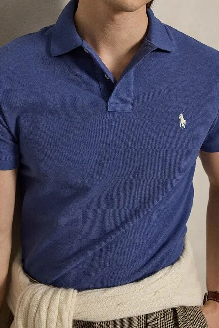 Поло хлопок Polo Ralph Lauren, синий — фото 4