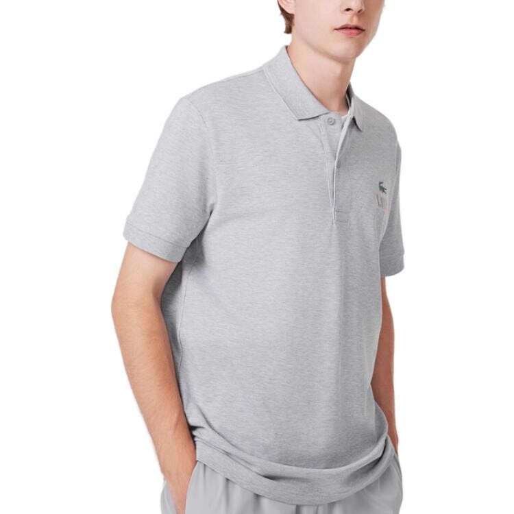Рубашка поло мужская серебристо-серая CCA Lacoste, серый — фото 4