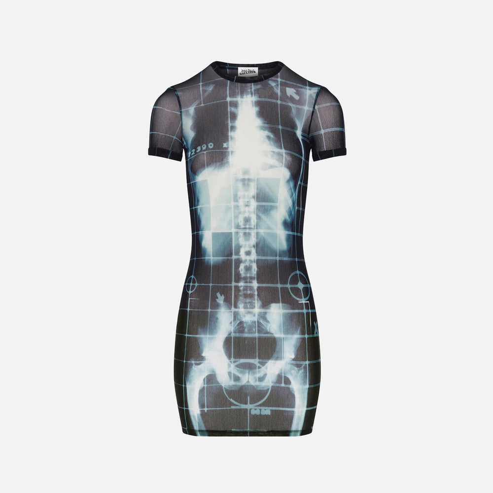 

Платье Jean Paul Gaultier Mesh Crew Neck Short Dress, цвет Squeletor Black