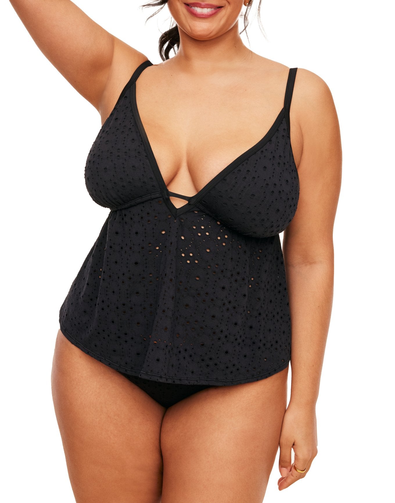 

Bailee женские купальники больших размеров Tankini Top Adore Me, угольно-черный