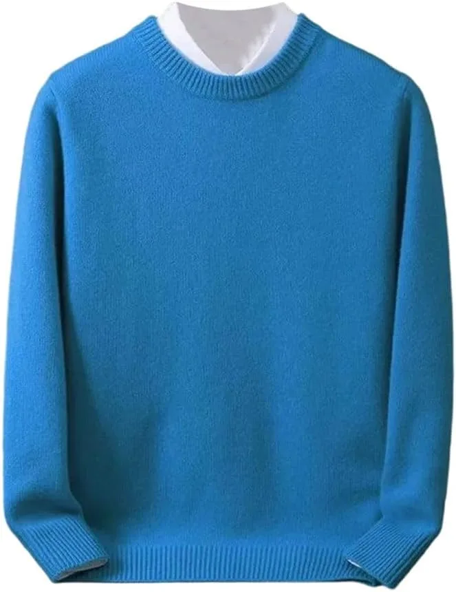 

Мужской шерстяной свитер с круглым вырезом, мягкий и теплый вязаный джемпер с длинными рукавами, удобный модный пуловер для зимы