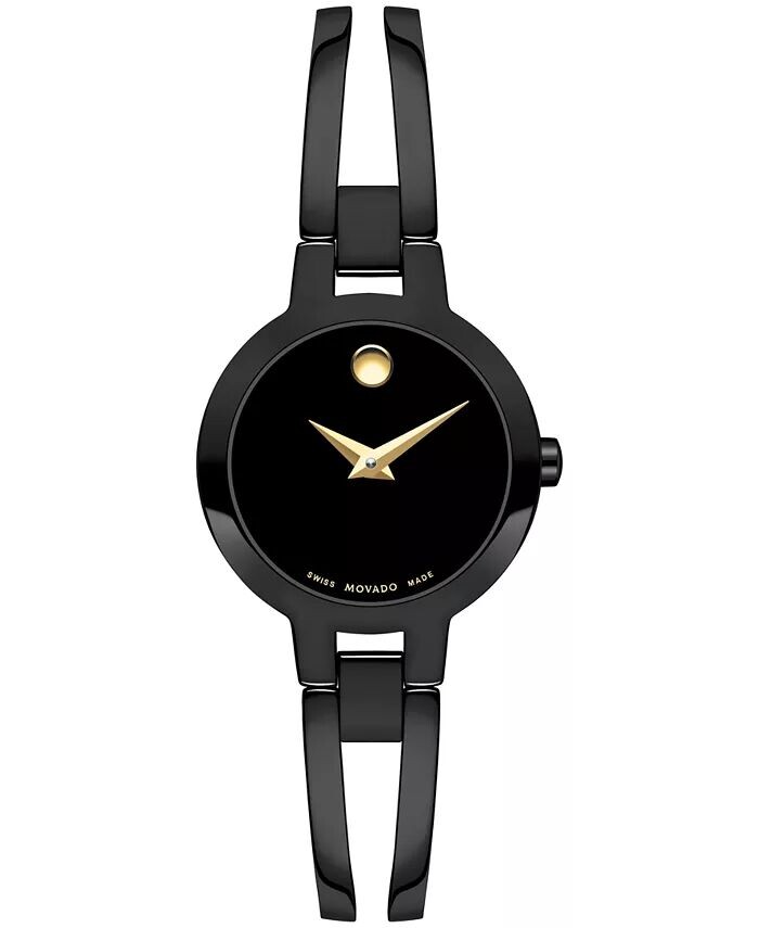 

Женские часы Amorosa швейцарские кварцевые с черным PVD-покрытием 24 мм Movado