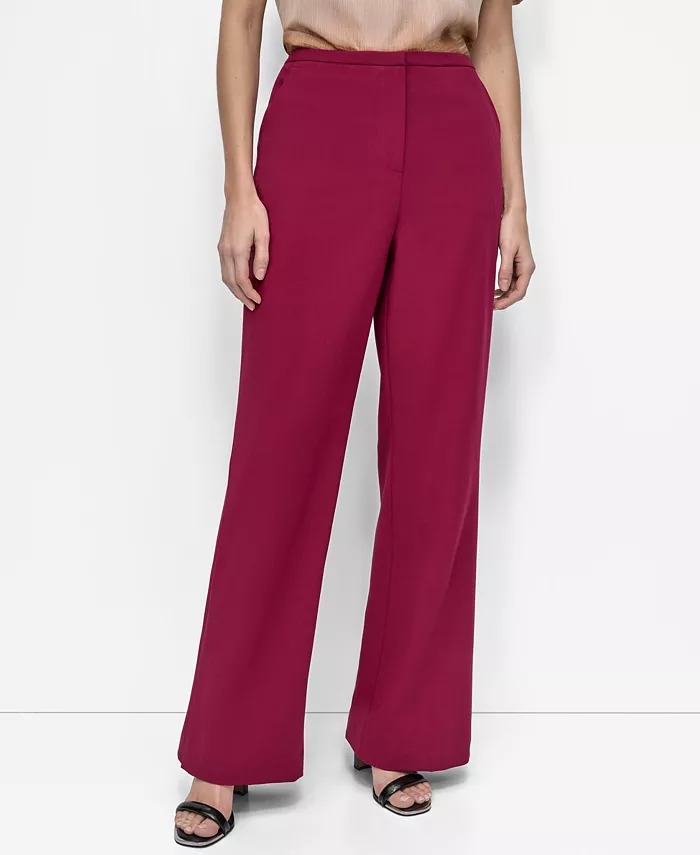 

Женские расклешенные брюки с высокой талией и молнией спереди DKNY, красный